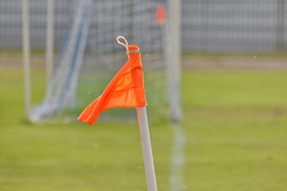 ъгъл, флаг, футбол, пръчка, футбол, конкуренцията, на открито, трева, действие, лято