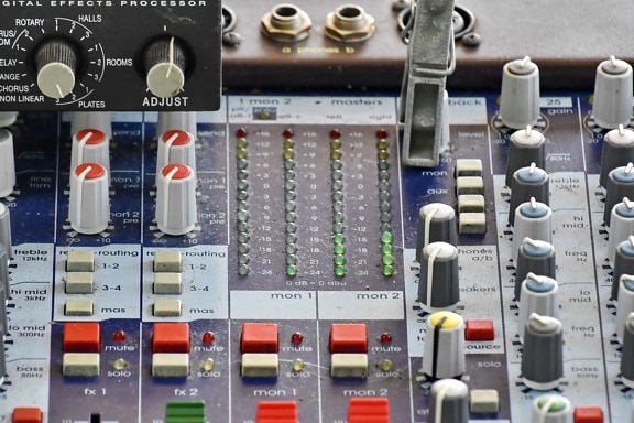 amplificateur, musical, son, technologie, volume, Electronics, commutateur, équipement, table de mixage, intensité