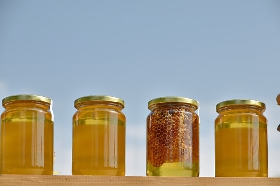 verre, pot, miel, santé, traditionnel, maison, conteneur, complet, été, nutrition