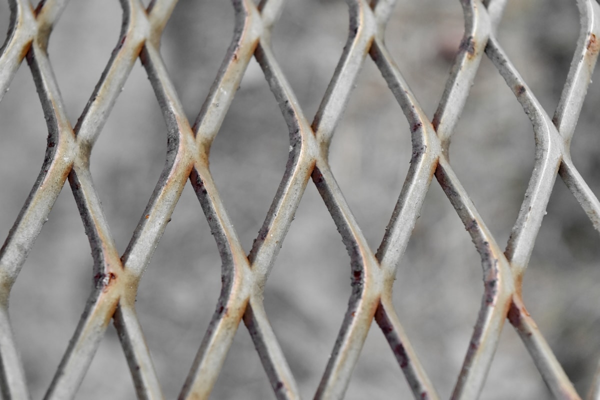 staket, järn, stål, barriär, mönster, Metallic, abstrakt, skydd, tråd, gamla