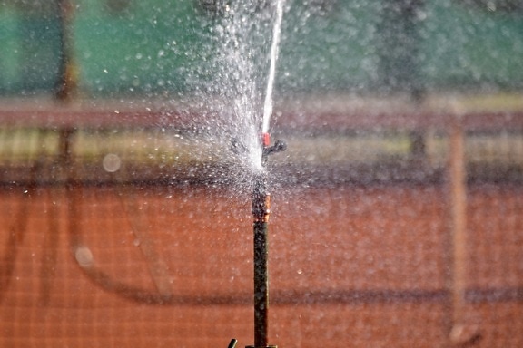 detail, irrigation, spraying, tennis court, water, wet, device, outdoors, spray, summer
