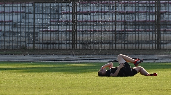 field, football player, injury, simulation, sport, competition, course, grass, soccer, athlete