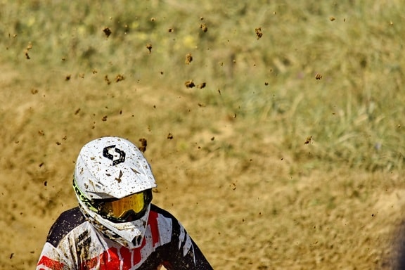 close-up, dirt, fast, helmet, moment, motorcyclist, movement, mud, racing, speed