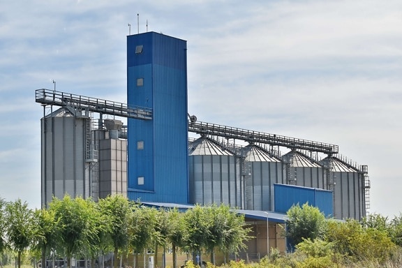 industry, silo, workplace, architecture, structure, steel, outdoors, business, technology, environment
