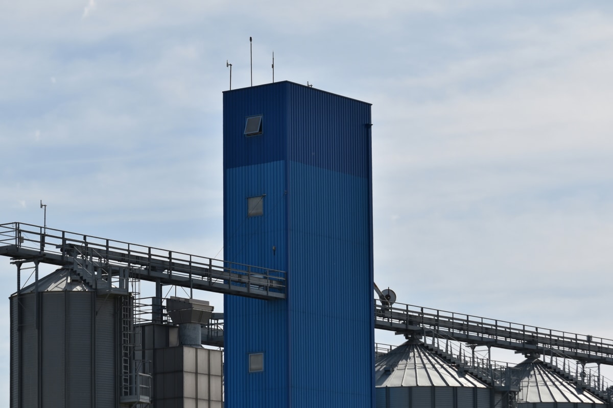 building, exterior, factory, industrial, silo, workplace, architecture, city, steel, industry