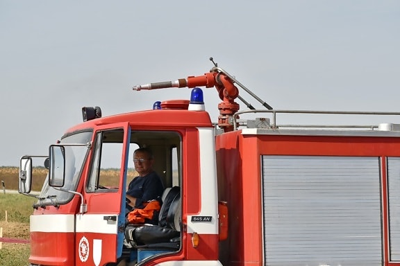 Brandschutzübung, Feuerwehrauto, Feuerwehrschlauch, Feuerwehrmann, Feuerwehrmann, Fahrzeug, LKW, Notfall, Rettung, Branche
