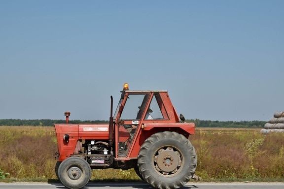 farmland, movement, road, tract, vehicle, machinery, tractor, truck, machine, equipment