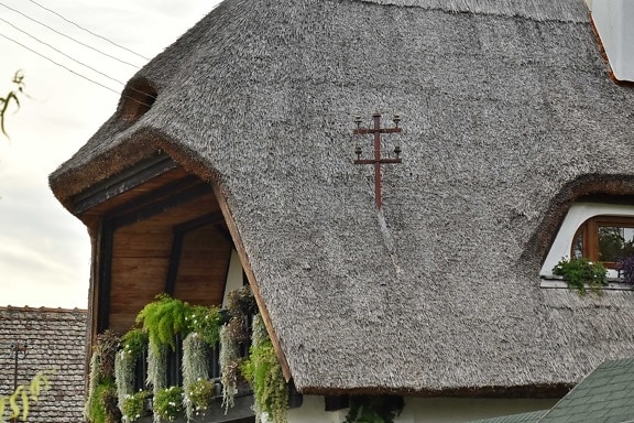 oriental, roof, straw, traditional, architecture, old, house, building, outdoors, nature