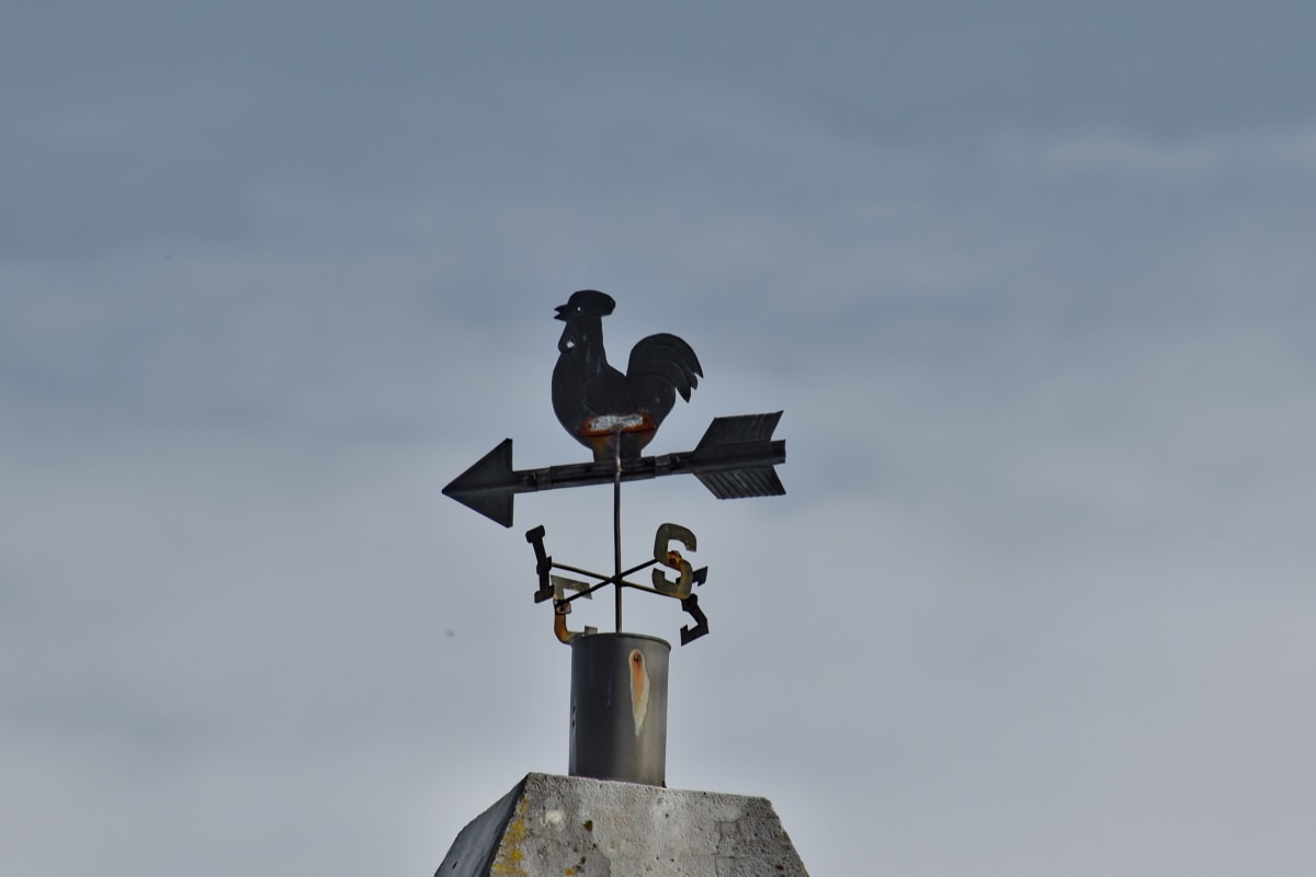 cast iron, chimney, decoration, handmade, rooftop, rooster, west, west side, wind, stabilizer