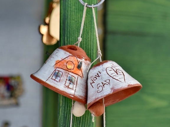 bell, bells, ceramics, decoration, handmade, object, hanging, traditional, old, outdoors