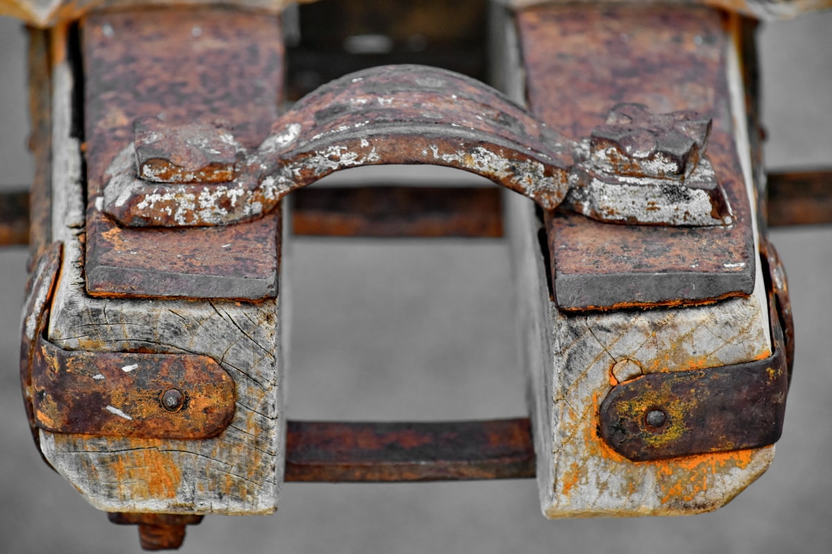 antique, carriage, cast iron, catch, close-up, handmade, heavy, rust, fastener, lock