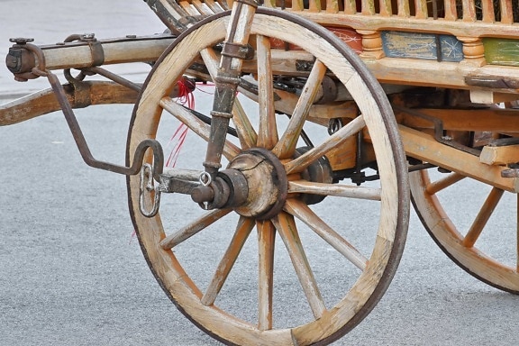 Kutsche, aus Gusseisen, Handwerk, handgefertigte, alt, Rad, aus Holz, Retro, Mechanismus, Antik