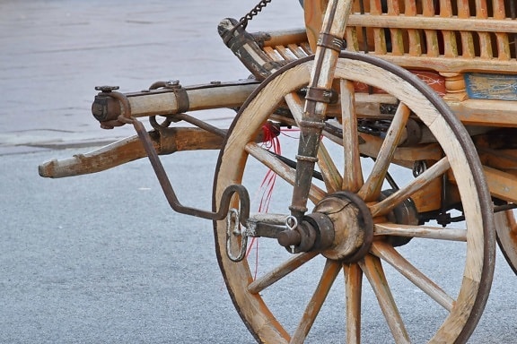 transport, panier, à la main, vieux, traditionnel, bois, mécanisme de, roue, unité, antique