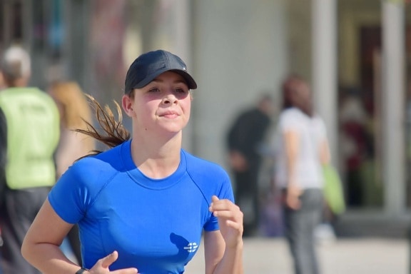 athletic, fitness, jogging, pretty girl, running, smiling, athlete, attractive, blur, casual