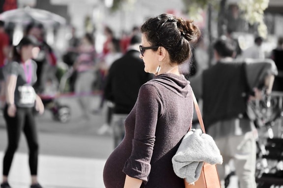 beautiful, gorgeous, health care, lady, pregnancy, pregnant, woman, people, street, city