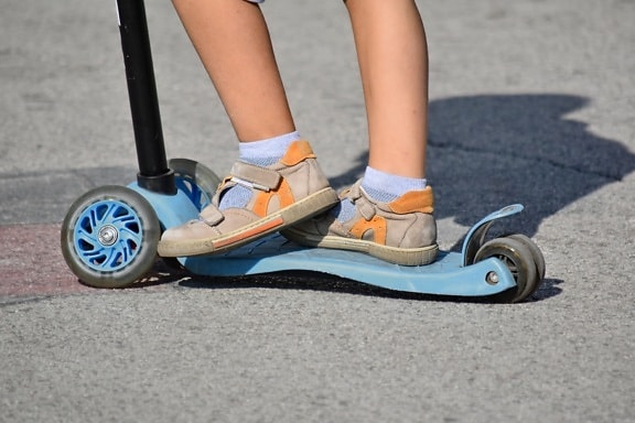 asphalt, footwear, sandal, toys, tricycle, wheels, recreation, exercise, shoe, shoes