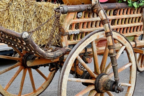 carpentry, carriage, handmade, straw, wheels, antique, wood, old, vintage, wheel