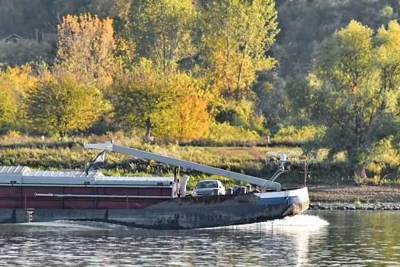 barcaza, Croacia, orilla del río, transporte, agua, Río, canal, árbol, naturaleza, al aire libre