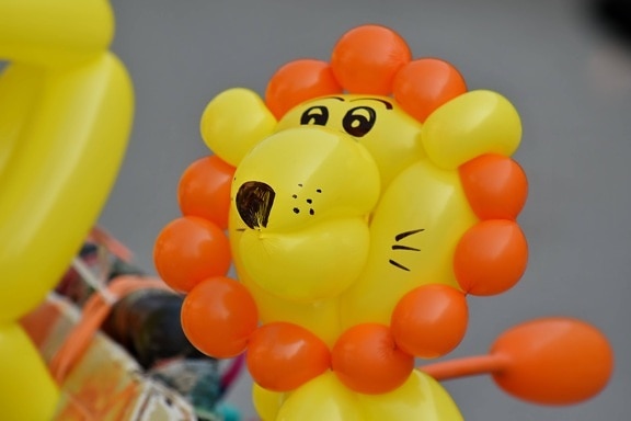 balloon, decoration, funny, lion, orange yellow, colorful, fun, toy, helium, health