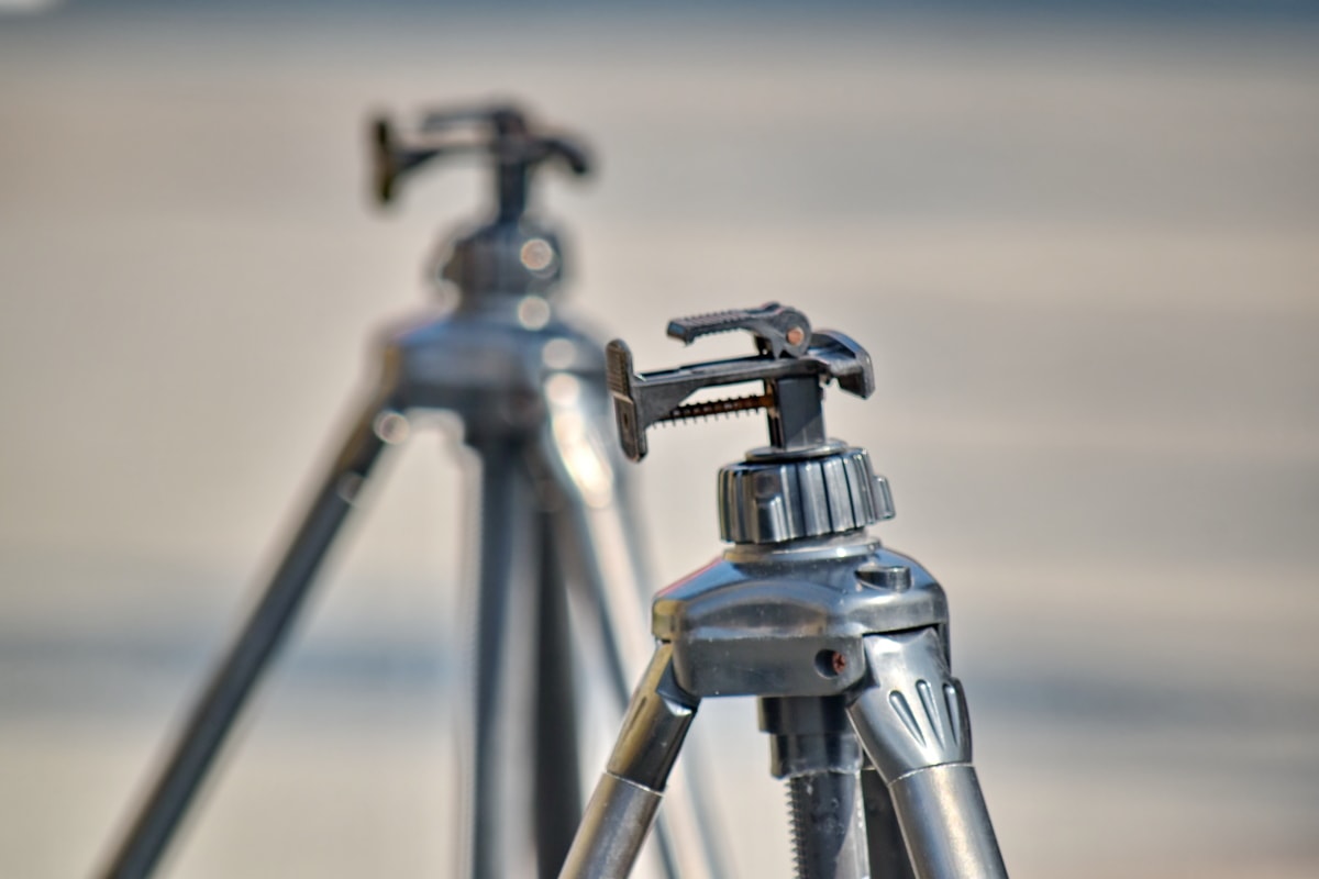 tripod, chrome, technology, equipment, steel, precision, industry, outdoors, nature, detail
