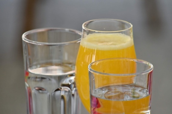 drank, glas, sap, Oranje, sinaasappelschil, koude, drankje, volledige, partij, vloeistof