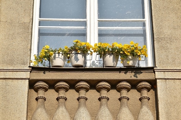 Balkon, Beton, Dekoration, Fassade, Blumentopf, Stadtregion, fenster, Architektur, Straße, Schweller