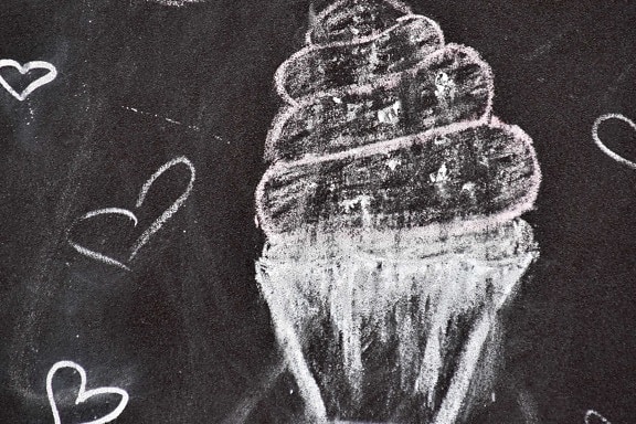 black and white, draw, hearts, ice cream, blackboard, chalk, writing, education, creativity, texture