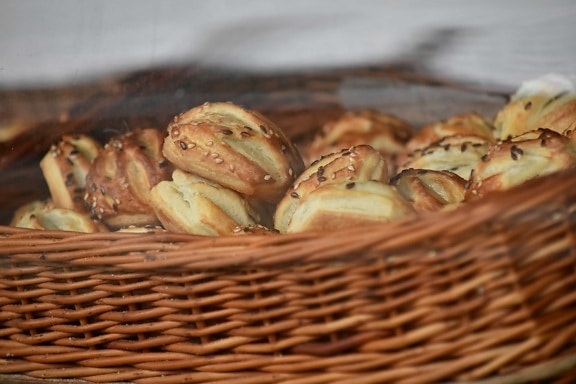baked goods, food, homemade, wicker basket, delicious, basket, traditional, wood, wicker, baking