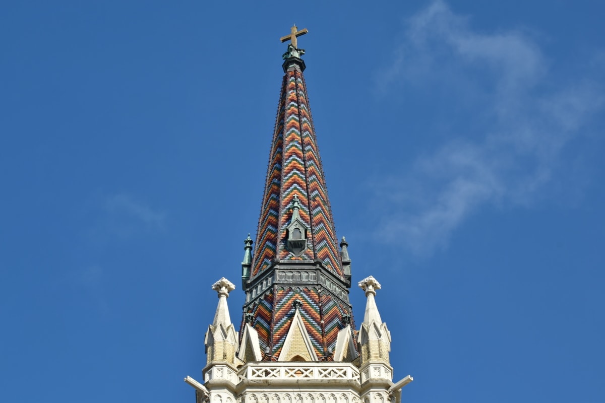 kostelní věž, barevné, gotický, orientační bod, Srbsko, dlaždice, turistická atrakce, věž, architektura, budova