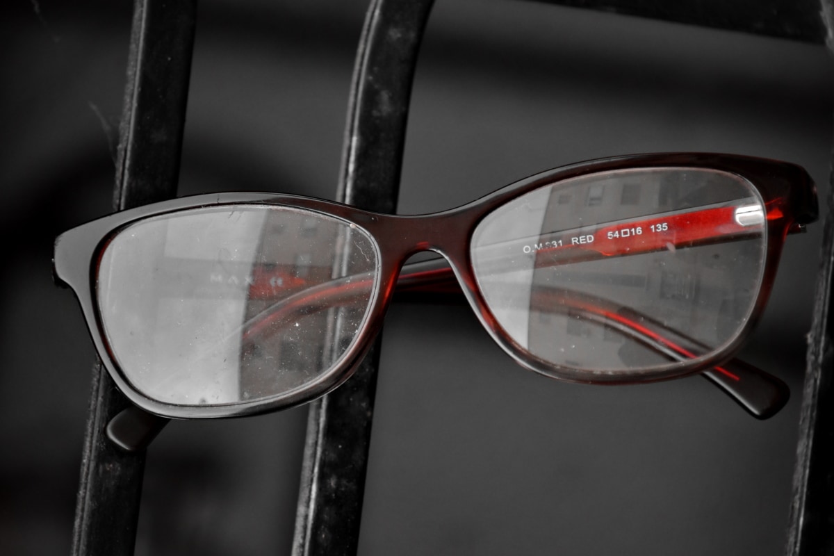 ochelari de vedere, cadru, sticlă, roșu, ochelari, ochelari, lentilă, retro, clasic, reflecţie