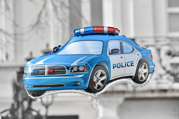 balloon, helium, police, toy, speed, automobile, car, vehicle, modern, model