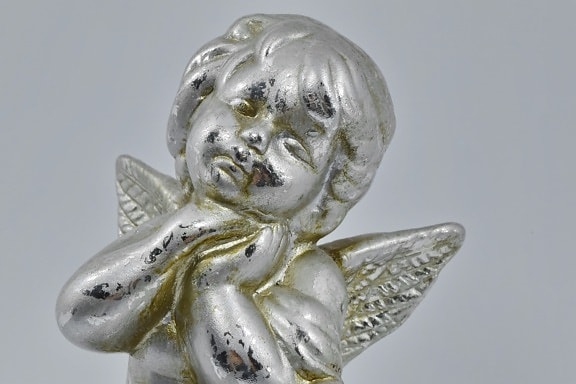 angel, decoration, head, object, reflection, shine, wings, art, sculpture, statue