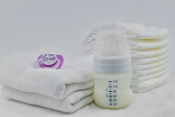 cotone, pannolino, latte, neonato, giocattolo, asciugamano, trattamento, bottiglia, igiene, Vasca da bagno