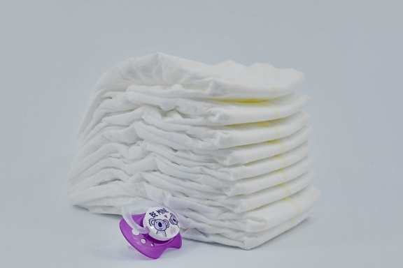diaper, hygiene, object, plastic, purple, white, still life, canvas, cotton, textile