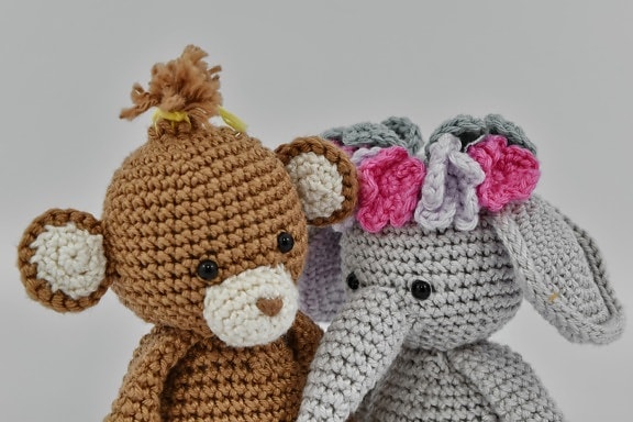 gifts, knitwear, miniature, pair, small, toys, wool, bear, toy, teddy bear toy