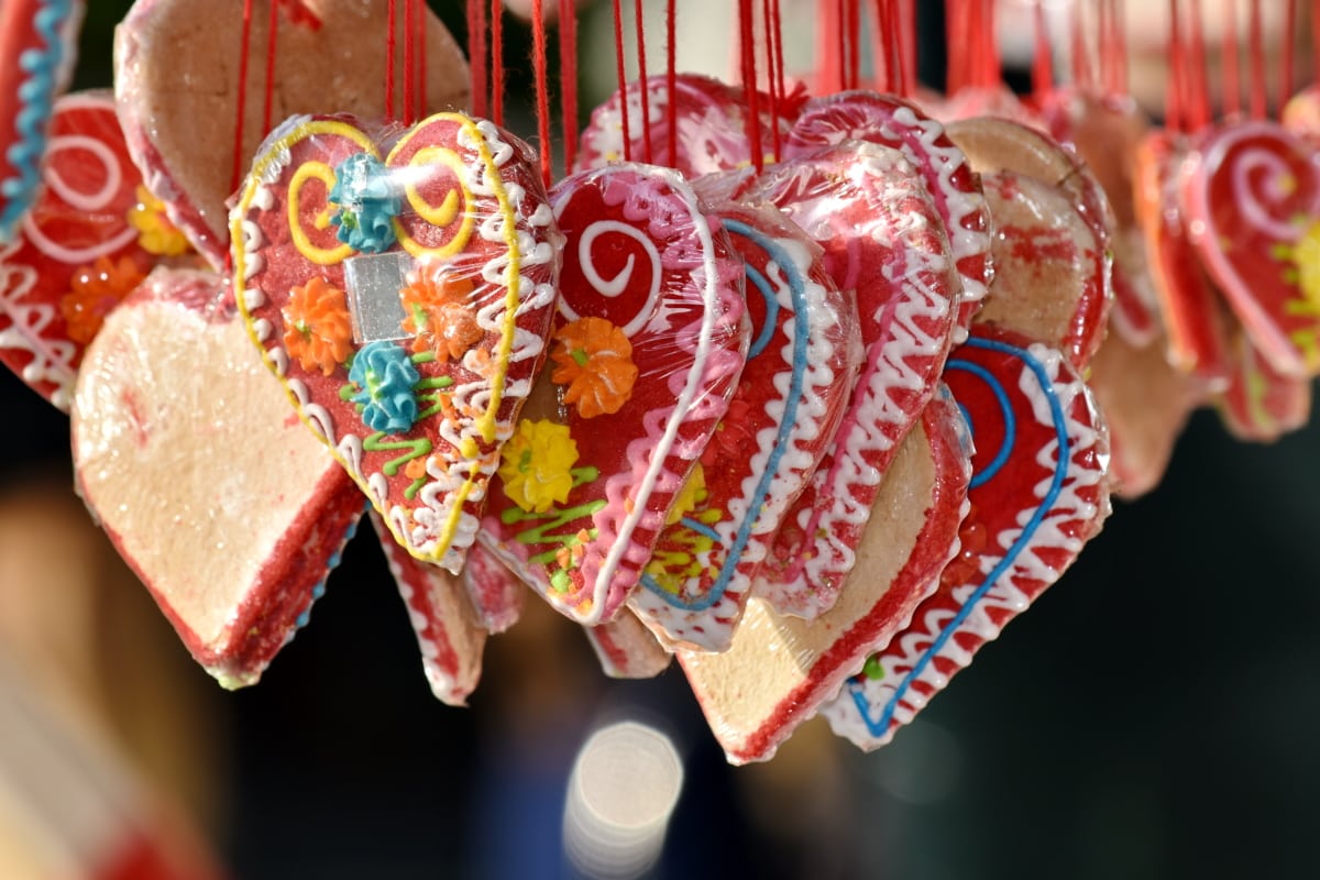 cukroví, romantika, tradiční, dekorace, oslava, cukr, srdce, láska, dárek, Barva