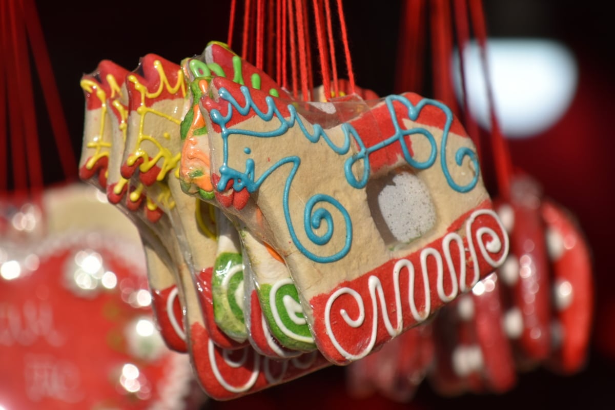 Natal, kue, jahe, buatan tangan, kuda, Perayaan, dekorasi, bersinar, tradisional, menggantung