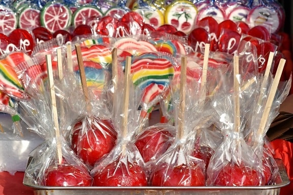 apples, candy, confectionery, gelatin, homemade, sticks, sugar, delicious, traditional, bright
