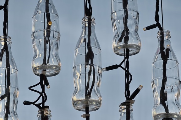 decorative, electricity, illumination, light, wires, glass, lamp, crystal, reflection, hanging