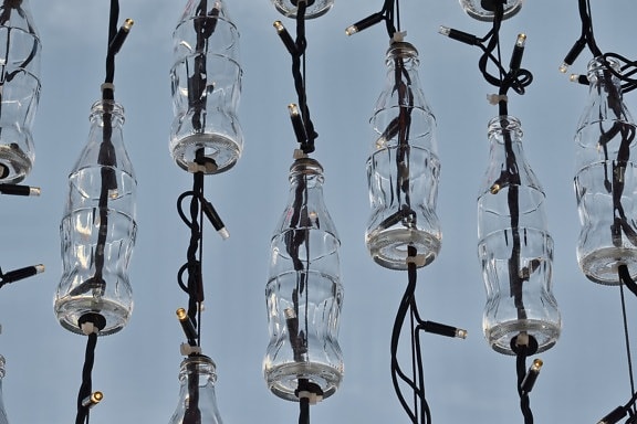 crystal, decoration, light bulb, wires, lamp, hanging, electricity, old, art, illuminated