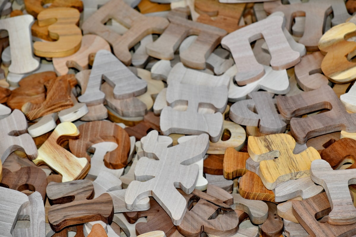 juguetes, alfabeto, carpintería, juego, hecho a mano, carta, número, símbolo, madera, madera