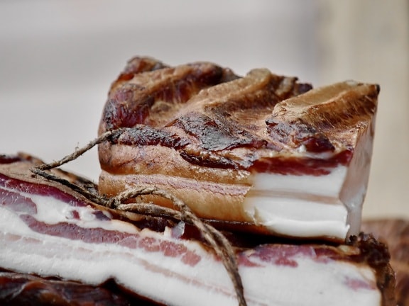 bacon, gordura, fresco, feito à mão, fatia, delicioso, comida, refeição, doce, carne de porco