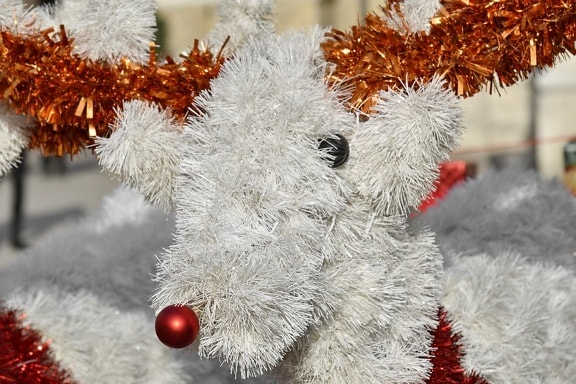 christmas, decoration, deer, head, shining, toy, celebration, season, traditional, holiday