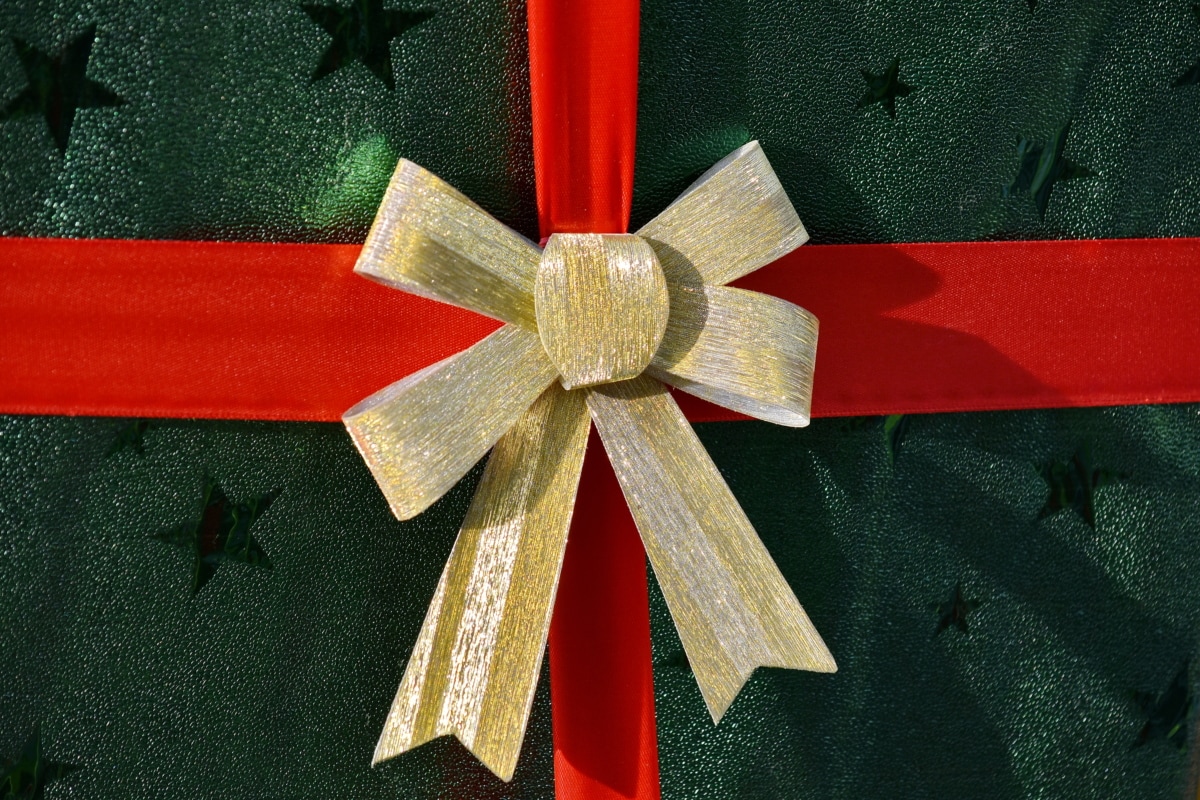 caja, Navidad, decoración, resplandor de oro, hecho a mano, ornamento de, paquete, cinta, celebración, regalo