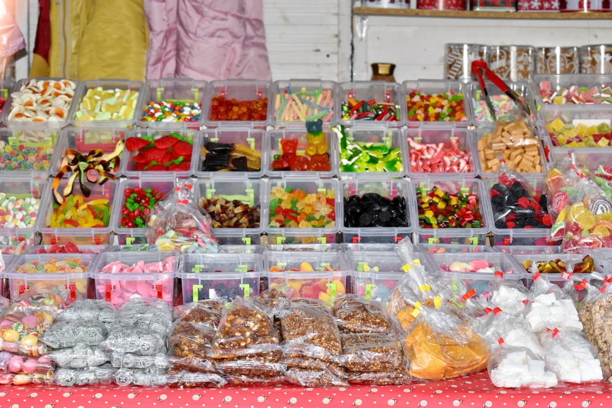 butikk, godteri, godterier, salg, mat, markedet, shopping, lager, selge, sukker