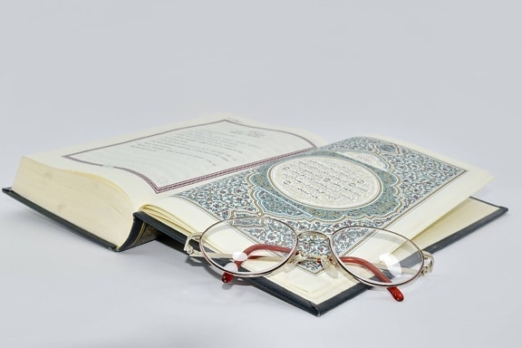 arabesque, arabic, book, document, eyeglasses, Islam, learning, literacy, religious, paper