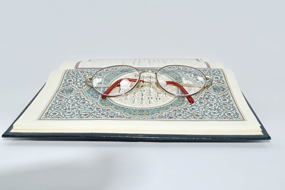 Árabe, óculos, literatura, papel, educação, livro, texto, conhecimento, arte, ainda vida