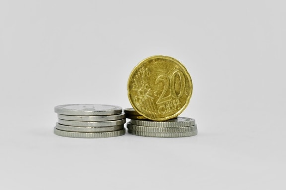 cent, coins, euro, metal, twenty, business, money, coin, finance, currency