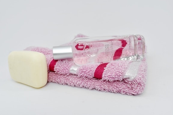 parfém, růžová, mýdlo, ručník, léčba, péče, koupel, hygiena, zdraví, zátiší