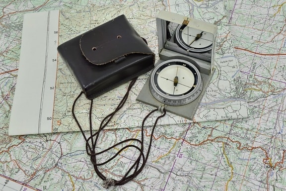 army, compass, location, navigation, orientation, west side, map, paper, retro, old